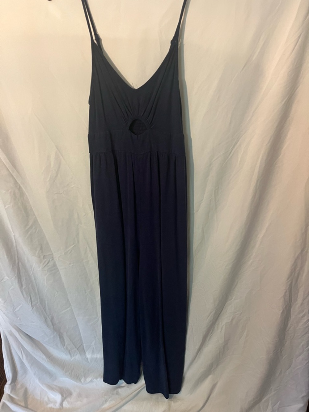 Women’s Navy Wide Leg Jumsuit with Front Cutout